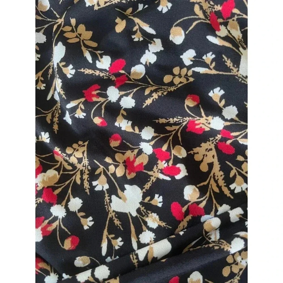 LIZ CLAIBORNE WOMENS PL FLORAL 3/4 SLEEVE BLOUSE ONE BUTTON AT NECK LINE - Picture 5 of 6